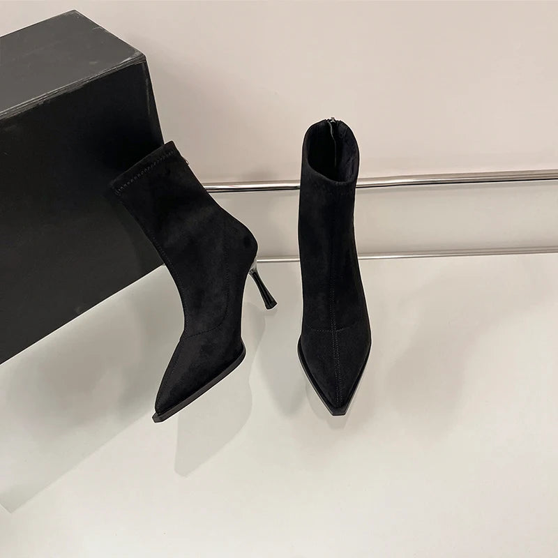 Elegant Pointed Toe High Heel Booties