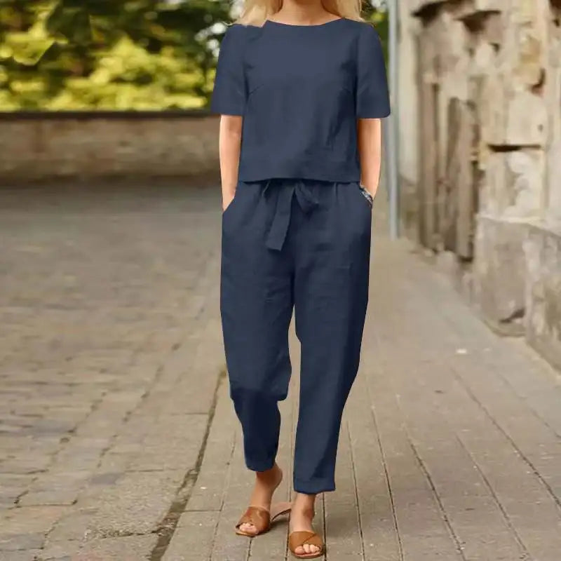 Linen Summer Two-Piece Set – Pullover & Pants