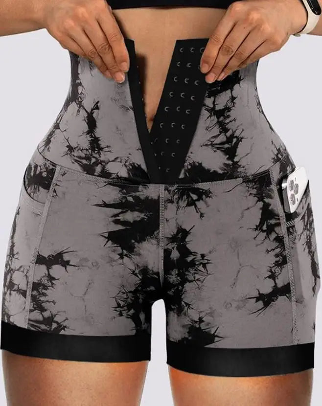 Tie-Dye Tummy Control Active Shorts