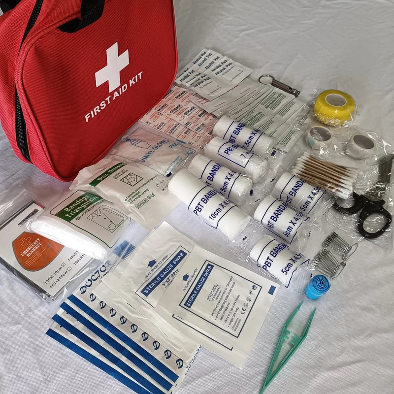 Emergency First Aid Kit, Multi-Purpose Medical Supplies Portable Bag for Outdoor Hiking, Camping, and More 184pcs