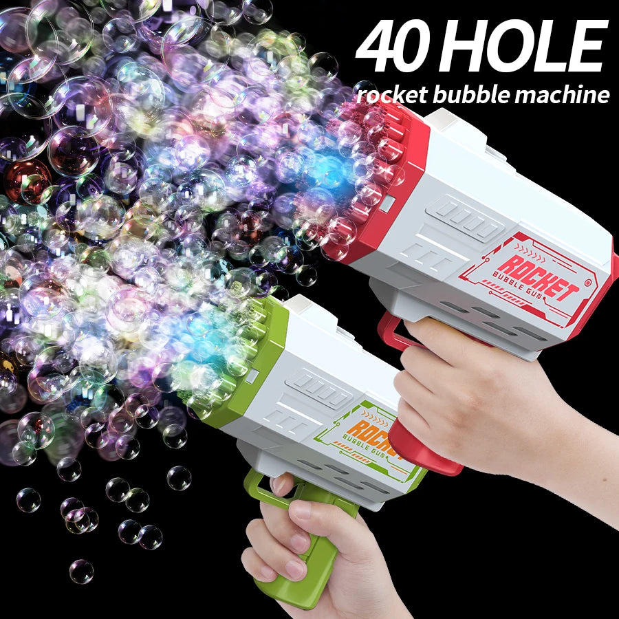Fun 40-Hole Bubble Blower for Kids – Electric Handheld Toy for Outdoor Play (Requires Batteries & Solution)