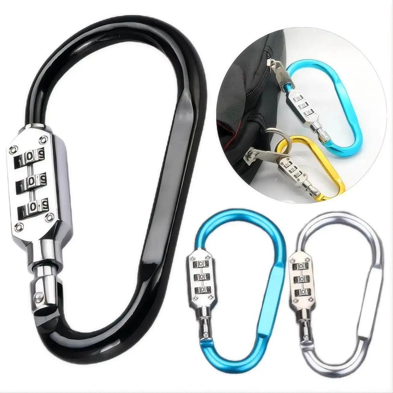 Aluminum Alloy D-Type Backpack Lock | Waterproof & Anti-Theft Combination Padlock | Helmet & Basket Buckle Hook