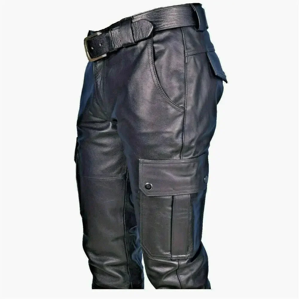 Men’s PU Leather Motorcycle Pants