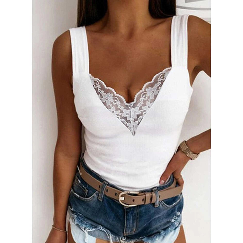 Elegant Lace Sleeveless Tank Top
