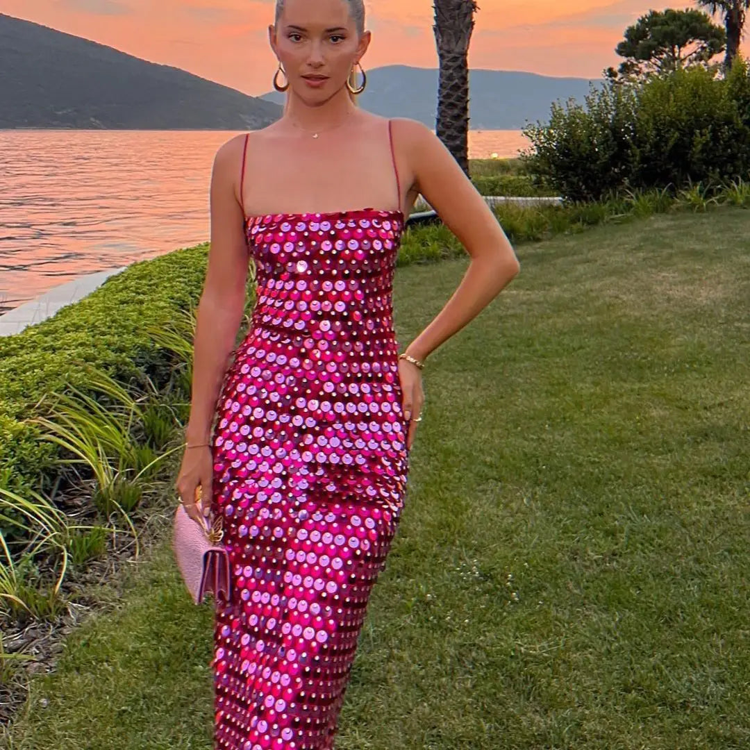 Colorful Beaded Sequin Boho Party Dress