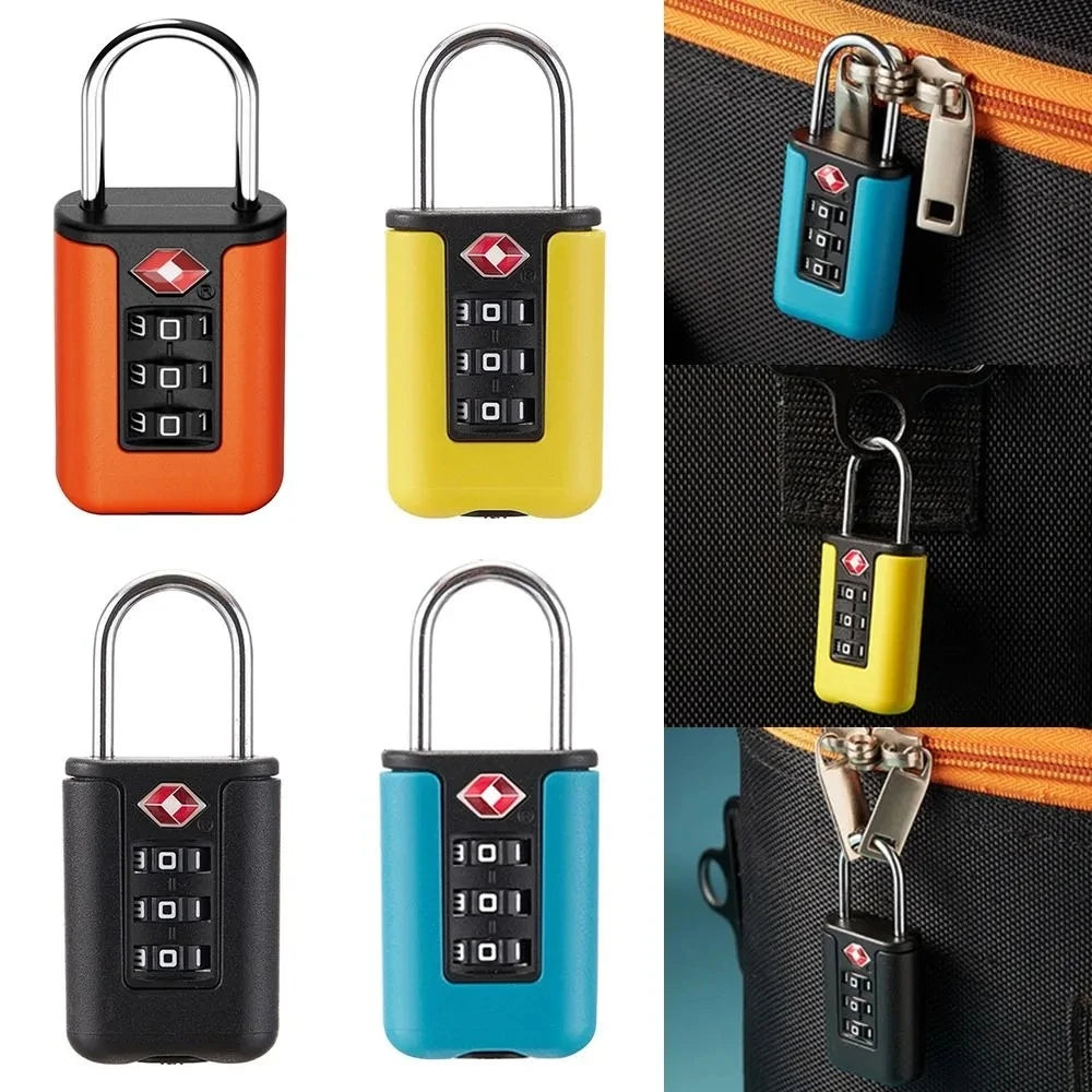 Travel Luggage 3-Digit Combination Lock | Password Changeable | Black Padlock