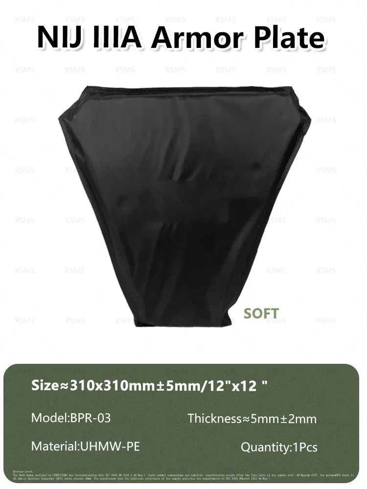 NIJ IIIA Soft/Hard Bulletproof Plates for Ballistic Vest and Backpack – Available in 6x8, 10x12, 11x14 Sizes