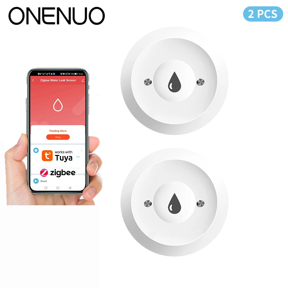 ONENUO Tuya ZigBee WiFi Smart Water Leak Sensor – Flood Detection & Alarm, Works with ZigBee Gateway & Smart Life Control
