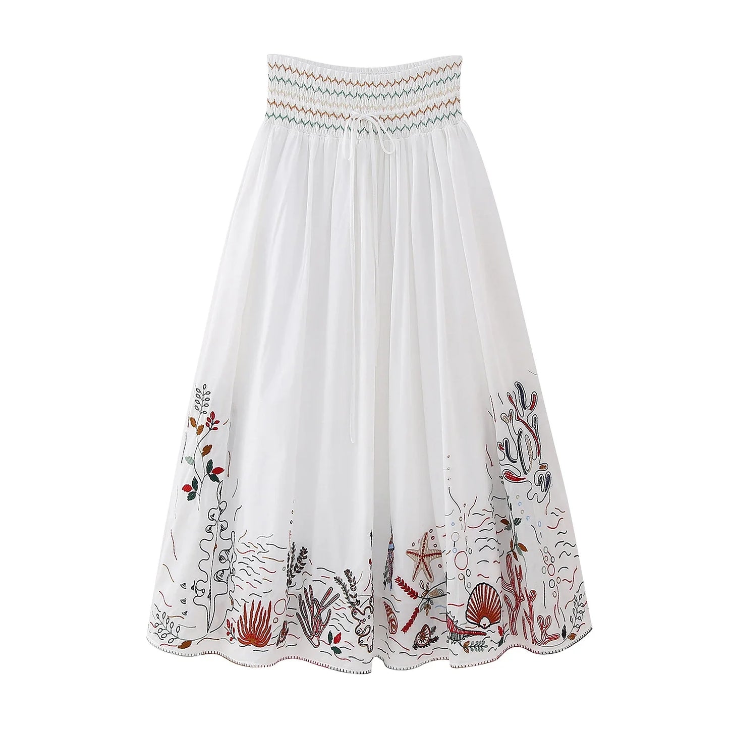 New Women’s Pleated Embroidered Top and Skirt Set