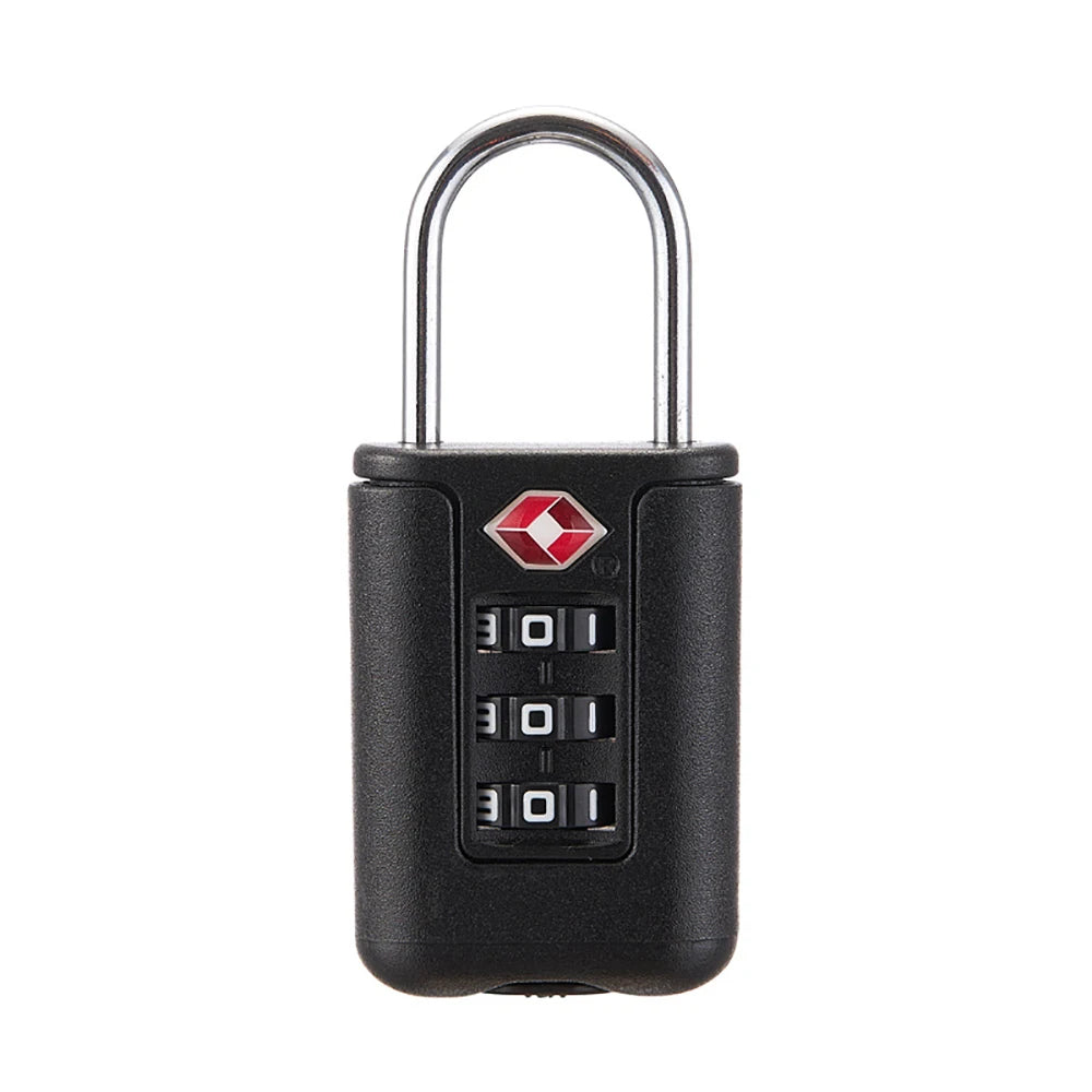 Travel Luggage 3-Digit Combination Lock | Password Changeable | Black Padlock