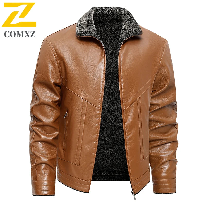 “Men’s Winter PU Motocross Leather Jacket”