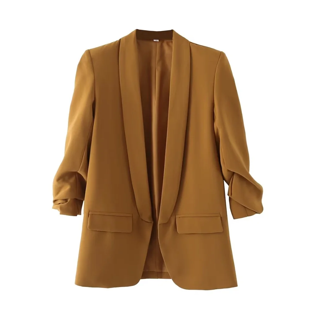 PB&ZA 2023 Spring Autumn Women's Pleated Sleeve Blazer