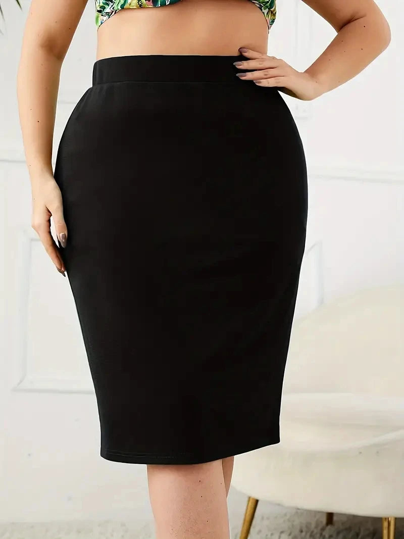 CurveLuxe High-Slit Skirt