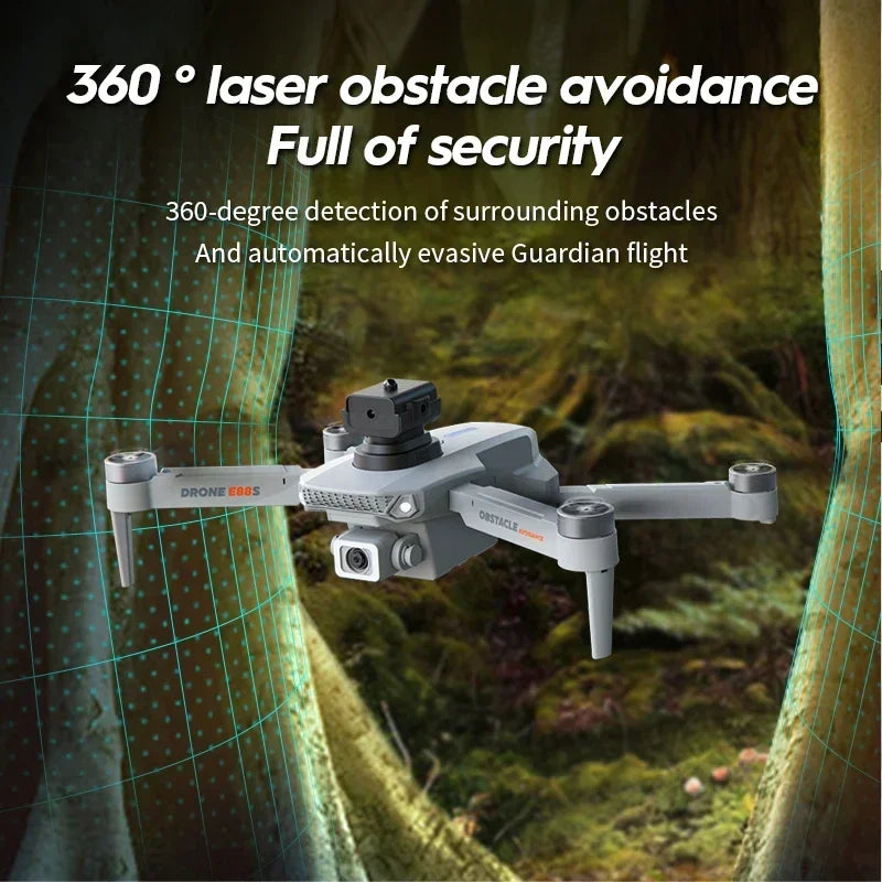 Drone 4K Wide HD Camera Obstacle Avoider Brushless Motor Height Fixed Remote Control Foldable Quadrotor E88S Rc