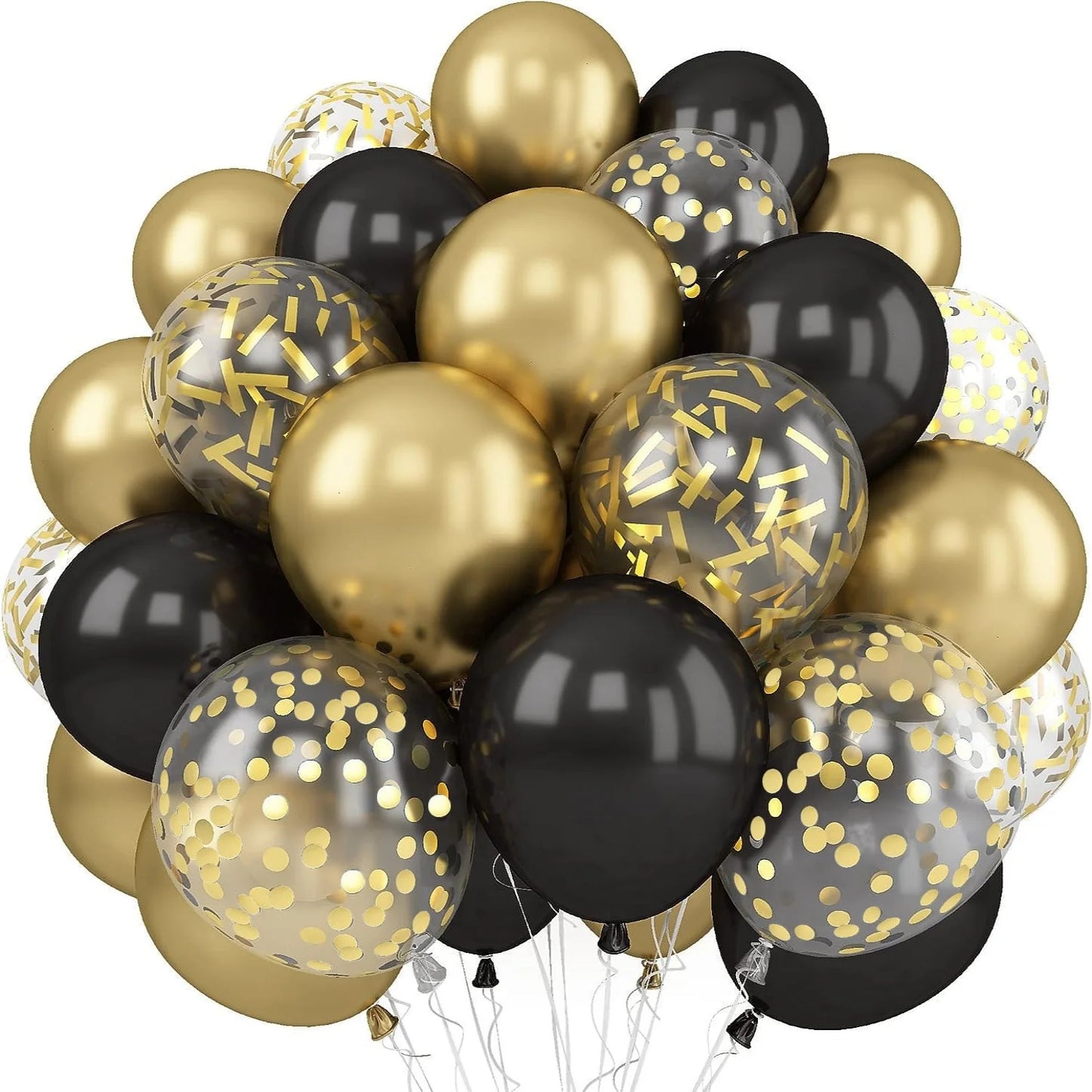 Metallic Gold & Pearl White Balloons – 12" Latex and Confetti Balloons for Party & Wedding Decor 30pcs