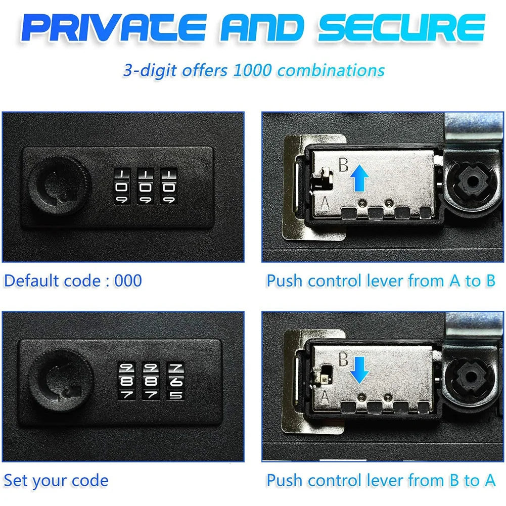Combination Key Cabinet – 20-Key Hooks Wall Mounted with Key/Code Lock for Secure Key Storage