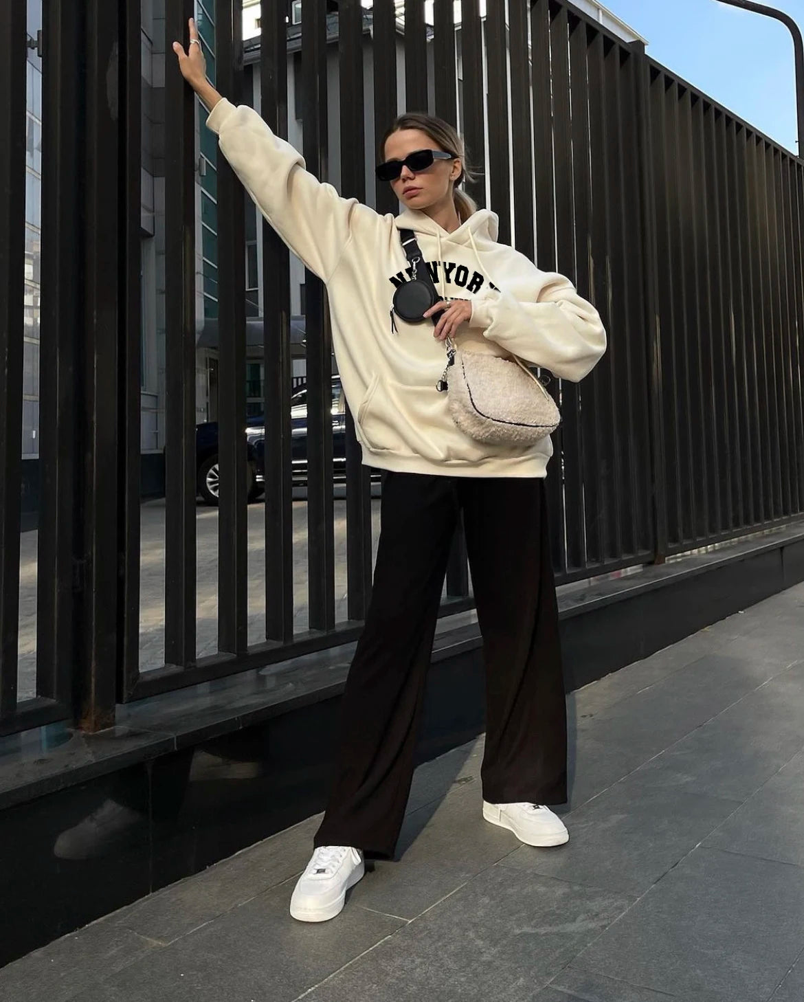 Hirsionsan Letter Print Oversized Hoodie - Women’s Fleece Sweatshirt