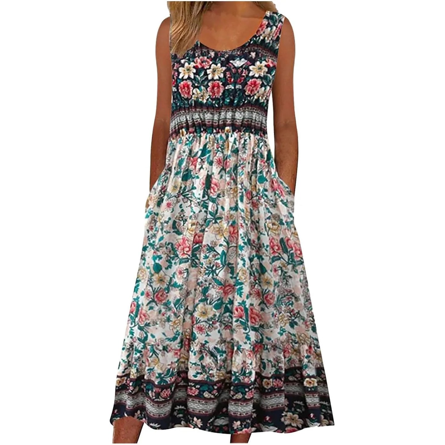 Floral Print Sleeveless Pullover Dress