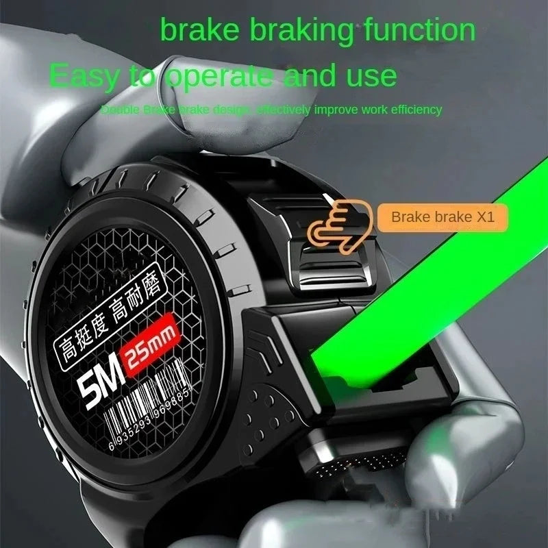 High-Precision Self-Locking Tape Measure – 3/5/10M Fluorescent Steel Ruler