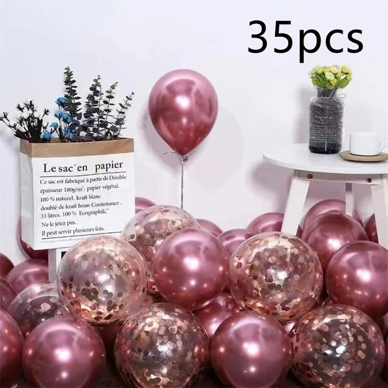 16pcs Black Metallic Sequin Balloons – Party Balloons for Birthday, Wedding & Graduation Decor