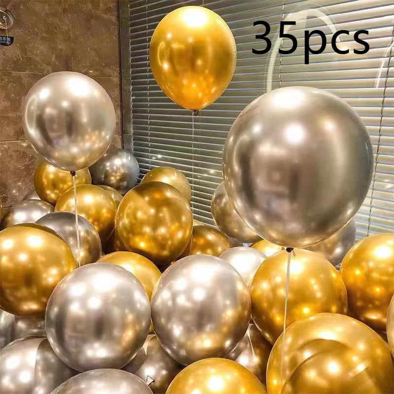 16pcs Black Metallic Sequin Balloons – Party Balloons for Birthday, Wedding & Graduation Decor