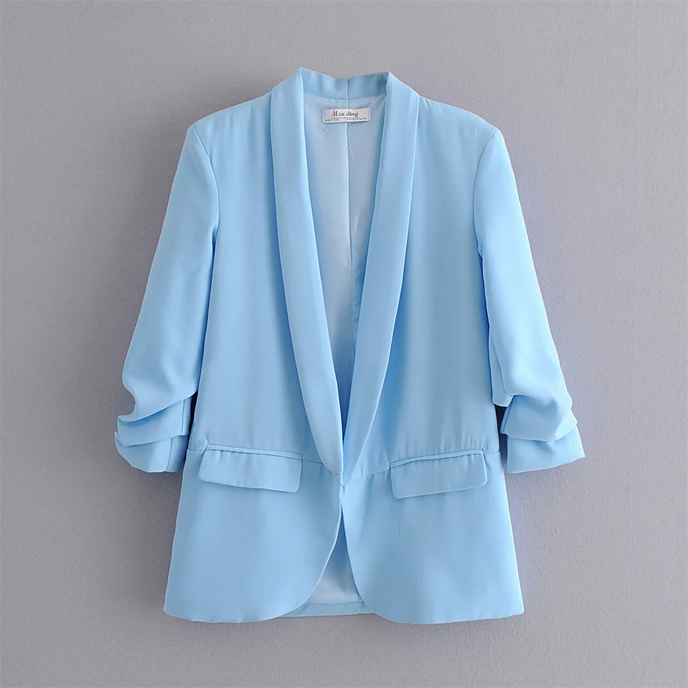 PB&ZA 2023 Spring Autumn Women's Pleated Sleeve Blazer