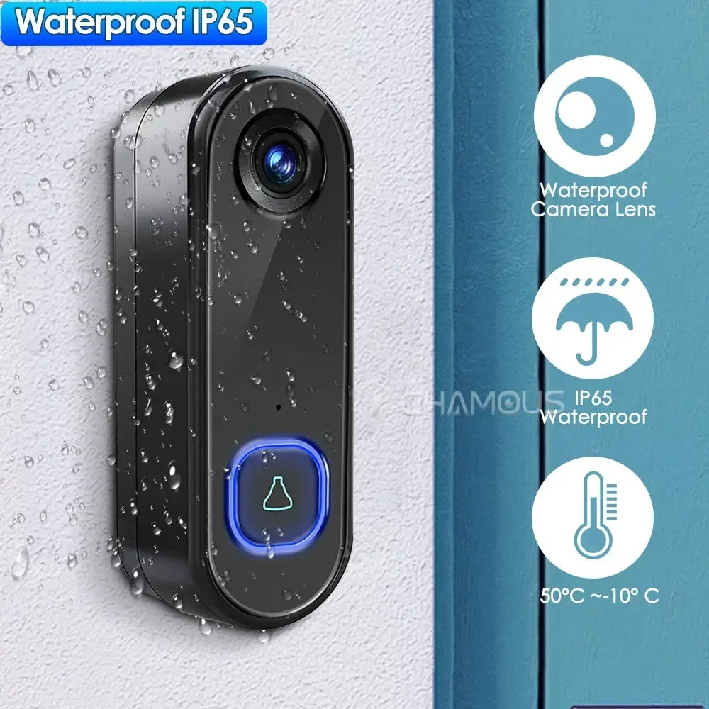 TUYA Smart Wireless Video Doorbell – 1080P Camera, AC Powered, IP65 Waterproof, Alexa & Google Home Compatible