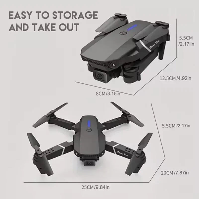 E88Pro 2024 Foldable RC Drone – 4K Professional Camera with 1080P HD, WIFI FPV & Height Hold