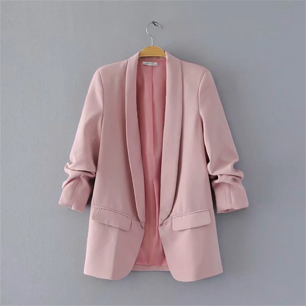 PB&ZA 2023 Spring Autumn Women's Pleated Sleeve Blazer