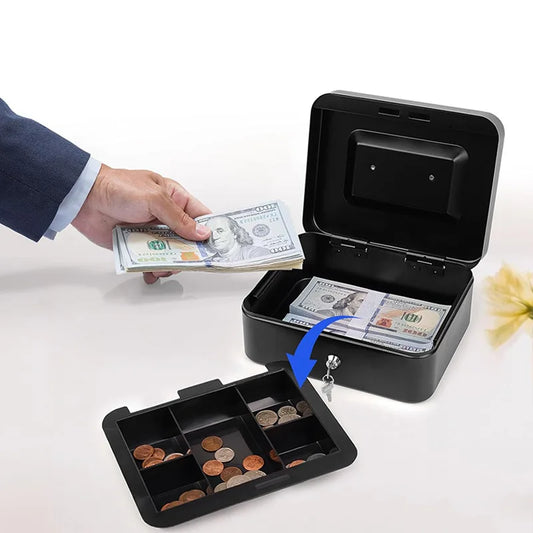 Portable Mini Key Safe – Lockable Steel Piggy Bank for Cash & Coin Storage