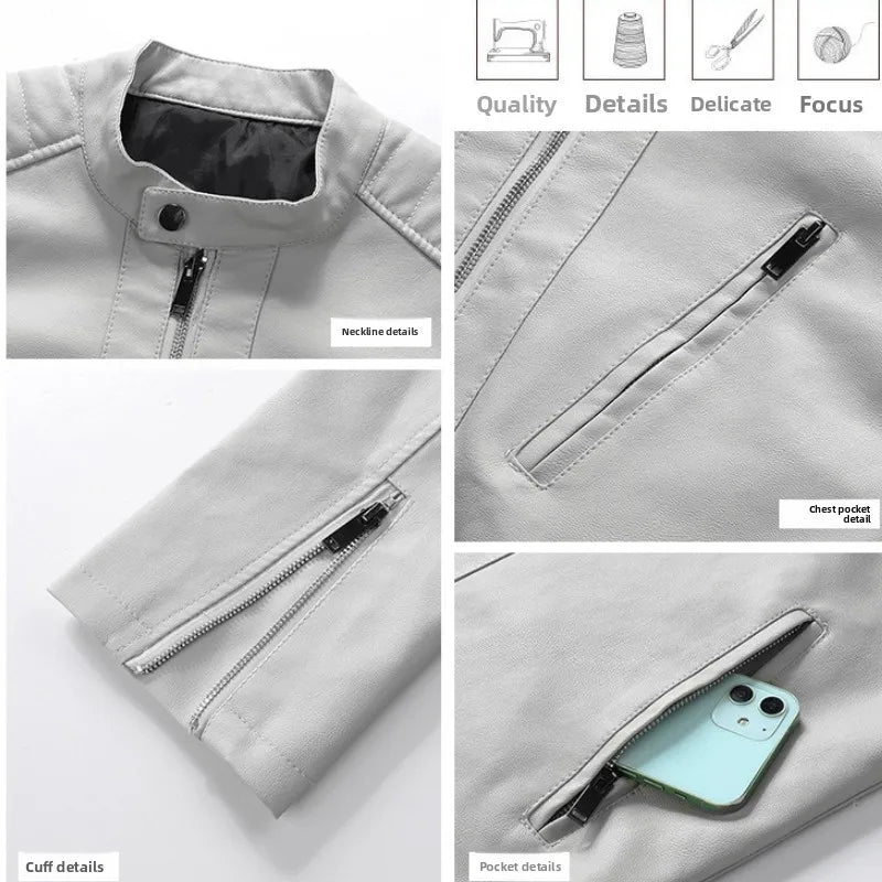 Men’s Plus-Size Leather Biker Jacket