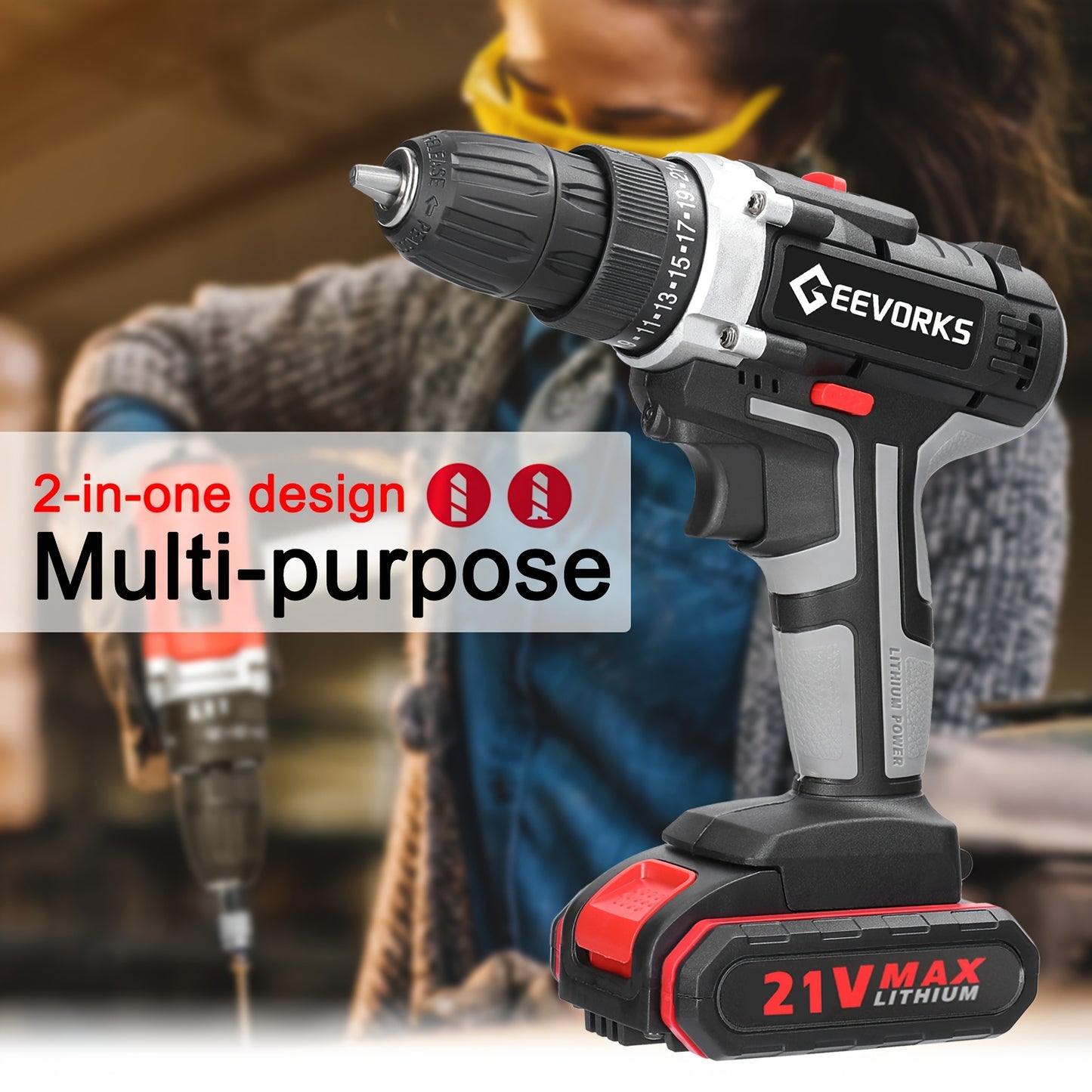 Lixada 21V Cordless Impact Drill